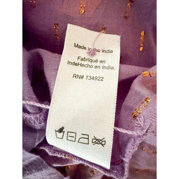 Emerson Fry India Collection | Emmaline Blouse Lavendula Gold Dot Lurex | Sz M - Picture 9 of 9